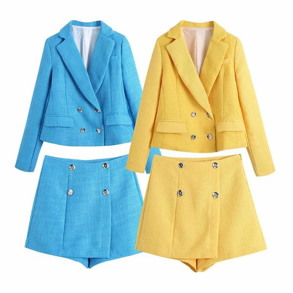 

women's blazer 2021 spring multicolor mini shorts suit long-sleeved small fragrance slim breasted texture short tracksuits, Gray