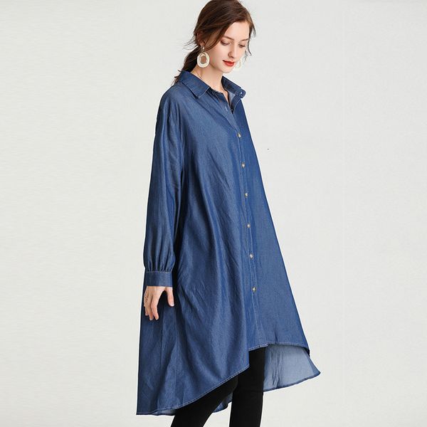 

ladies of buttons down long sleeve denim shirt plus size dress woman's robe, Black;gray