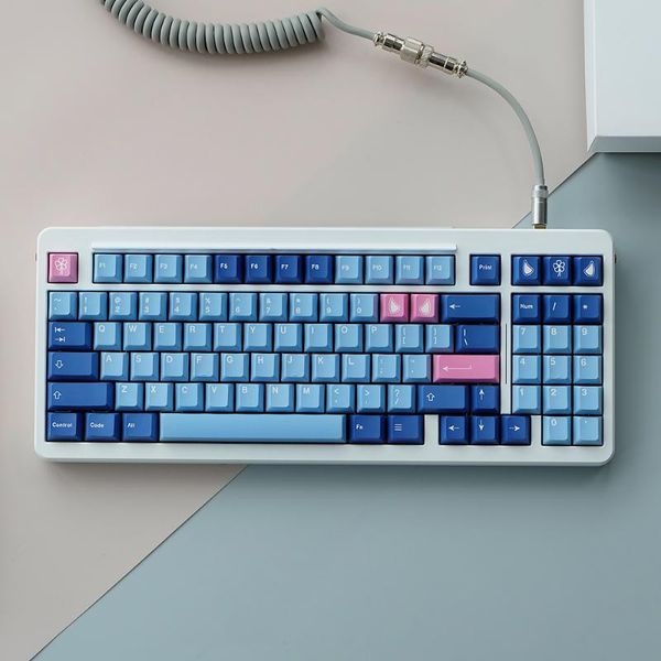 

keyboards onim blue pink keycap for cherry mx gateron kailh boxc switch mechanical keyboard 61 87 104 126key profile pbt key cap
