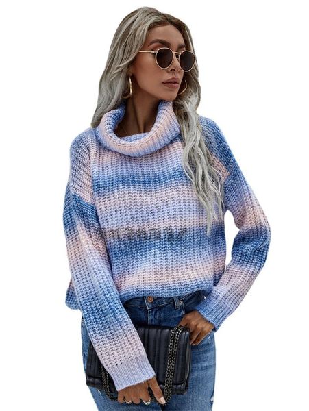 

women's sweaters 2021 autumn winter temperament striped knitted turtleneck pullover rainbow sweater women donsignet, White;black