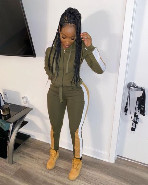 

women's tracksuits spring autumn women two piece set hoodies and pants office lady elegant suits sport matching sets solid tracksuit ou, Gray