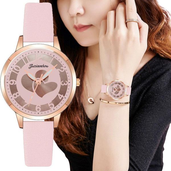

wristwatches fashion love hearts quartz women watches ladies leather strap watch relogio feminino, Slivery;brown