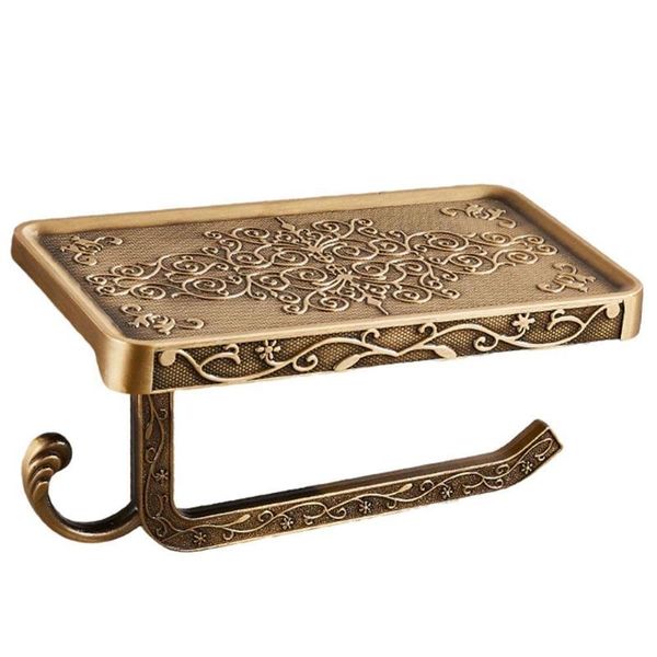

toilet paper holders bathroom shelves antique bronze carving roll rack with phone shelf wall mounted holder