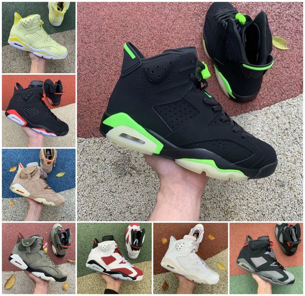 

black infrared basketball shoes men 6 6s retro travis british khaki unc white oreo georgetown midnight navy electric green mint foam carmine