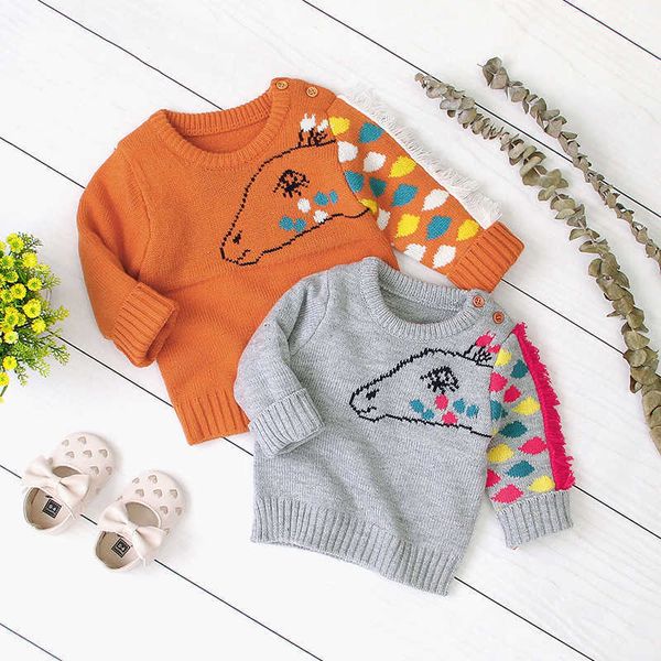 

0-18m newborn kid baby girl sweater long sleeve tassels cartoon cute knitted sweater autumn winter warm pullover outfit g1026, Blue