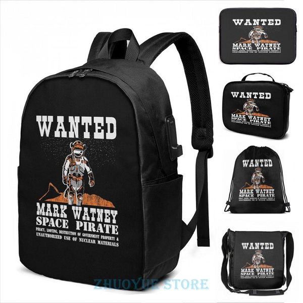 

backpack funny graphic print space pirate - mark watney usb charge men school bags women bag travel laptop