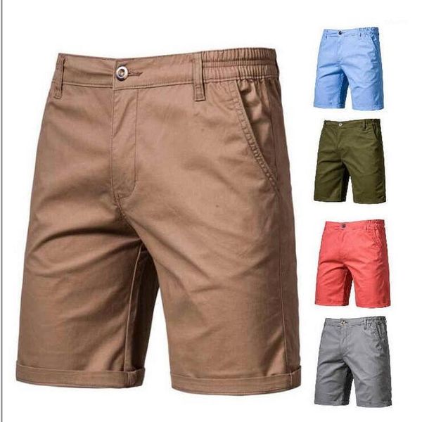 

knee length solid beach shorts cotton men casual business social elastic waist men's, White;black