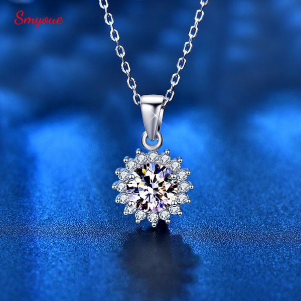 

chains smyoue 925 sterling silver sun flower necklace fashion mossan clavicle pendant ladies jewelry birthday gift