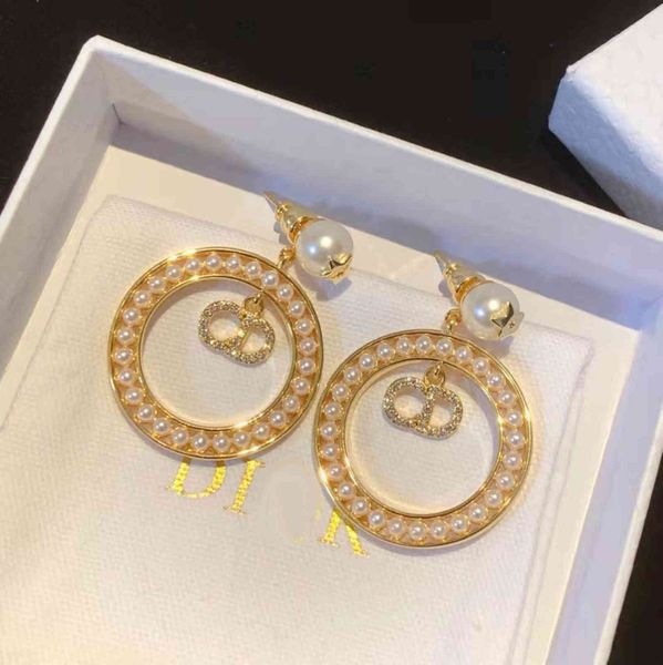 

factory specials aa letter pearl earrings for women 2021, Golden