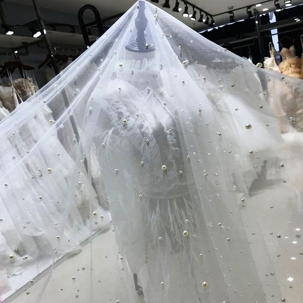 

bridal veils 2022 pearls wedding veil white ivory bride two layers elbow length, Black