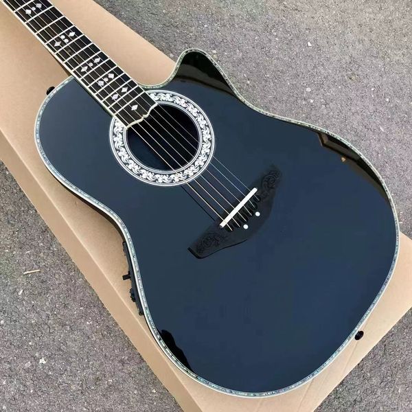 6 corde Ovation chitarra elettrica acustica tastiera in ebano F-5T preamplificatore pickup eq chitarra folk professionale corpo in fibra di carbonio