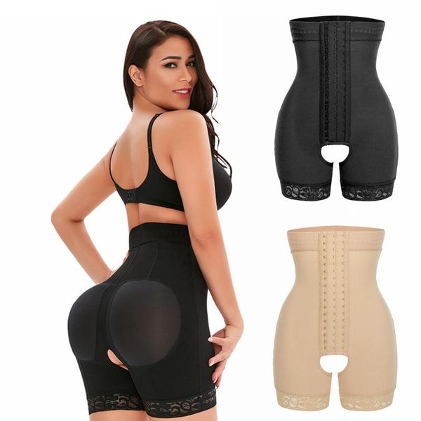

women's shapers seamless waist trainer with hooks body slimming bulifter push-up panties shapewear hip shaping underwear 6xl, Black;white