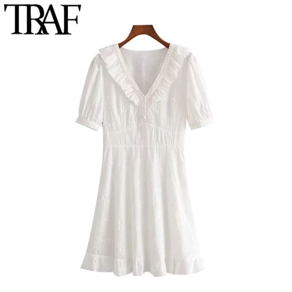 

women chic fashion patchwork ruffled mini dress vintage short sleeve with lining female dresses vestidos mujer 210507, Black;gray