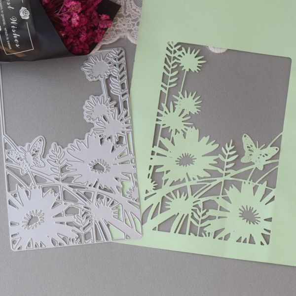 

painting supplies butterfly flower rectangle background metal cutting dies for scrapbooking diy po card making decorative stencil