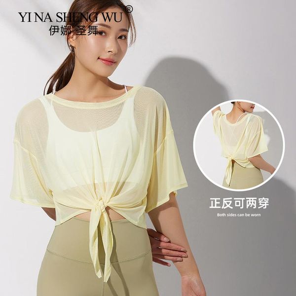 

yoga outfit women mesh shirt quick dry sport fitness breathable running gym clothes workout exercises t-shirt sportwear