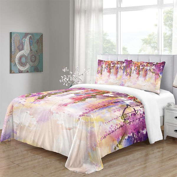 

bedding sets floral set pastoral style ocean of flowers duvet cover pillowcase microfiber white gray green quilt comforter 4q3v