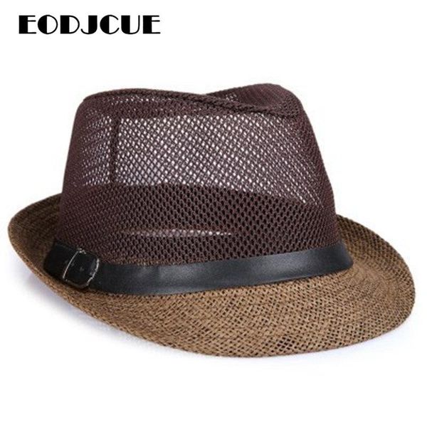 

wholesale summer jazz cap men women beach straw caps fedora hats for panama sun hat gentleman wide brim, Blue;gray
