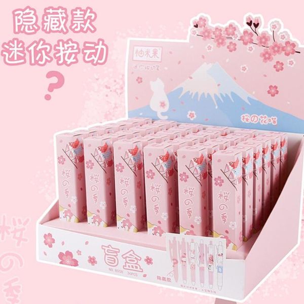 

gel pens kawaii sweet pink sakura surprise gift mystery box ink cute school office writing stationery pen supply accessories