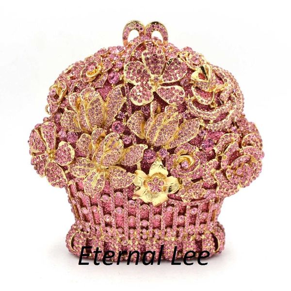 

evening bags dazzling rose yellow silver flower crystal clutch purse bag women formal dinner handbag wedding bridal