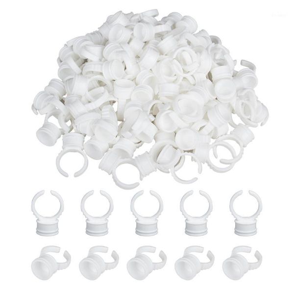 

pieces tattoo glue ring holder disposable plastic nail art makeup eyelash extension rings1