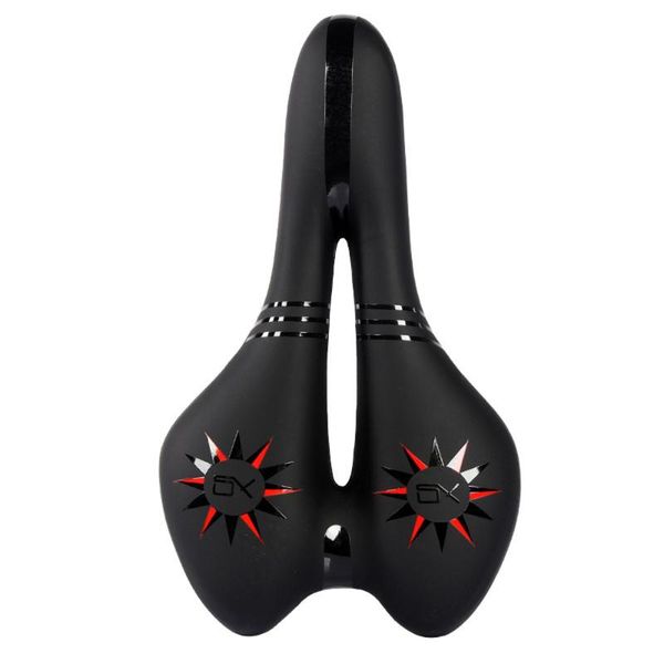

bike saddles silicone saddle mountain seat hollow-out waterproof mtb cycling sports cushion pad (black and red)