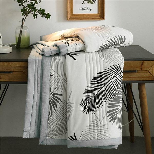 

comforters & sets summer washed cotton quilt air-conditioning comforter soft breathable blanket thin leaf print bedspread bed cover home tex