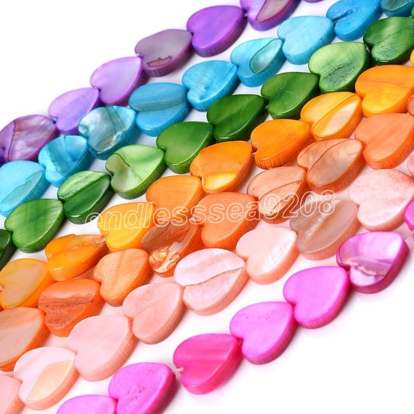 

10mm natural love shape shell beads components multicolor loose spacer beads for jewelry making diy bracelet necklace handmade accessories, Blue;slivery
