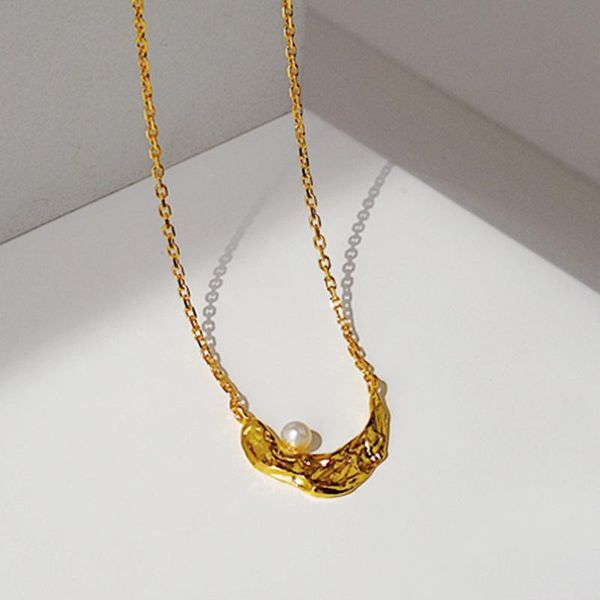 

pendant necklaces trendy delicate crescent pearl necklace moon sweet choker for women female elegant jewelry, Silver