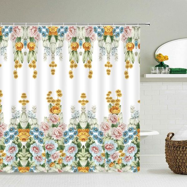 

waterproof bathroom curtains 3d printing flowers shower polyester fabric bath screen bathtub home decor curtain