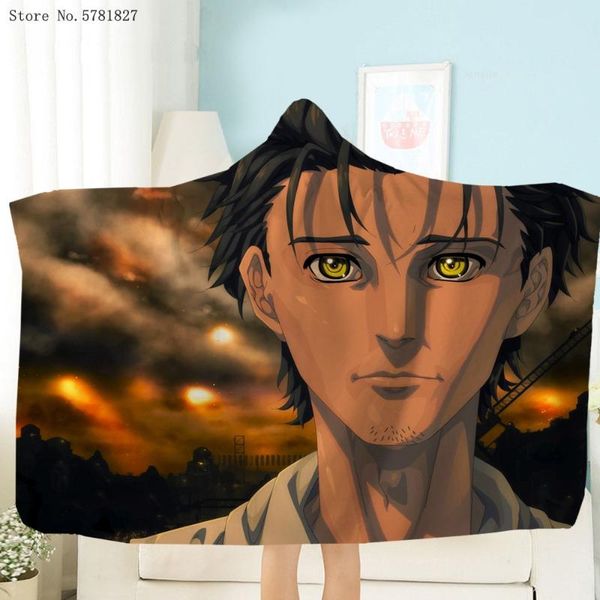 

blankets steins;gate hooded blanket japan game cartoon fleece 3d print home anime throw bag clothes wearable