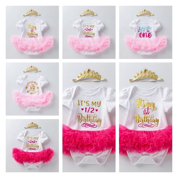 

0-2 year baby girl clothes unicorn party tutu girls dress newborn babygirls 1st birthday outfits toddler boutique clothing, Red;yellow