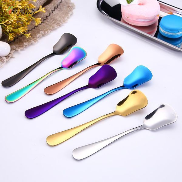 

ice cream spoons stainless steel plated dessert scoop tea coffee stirring spoon cake sugar spoon creative kitchen flatware hm26
