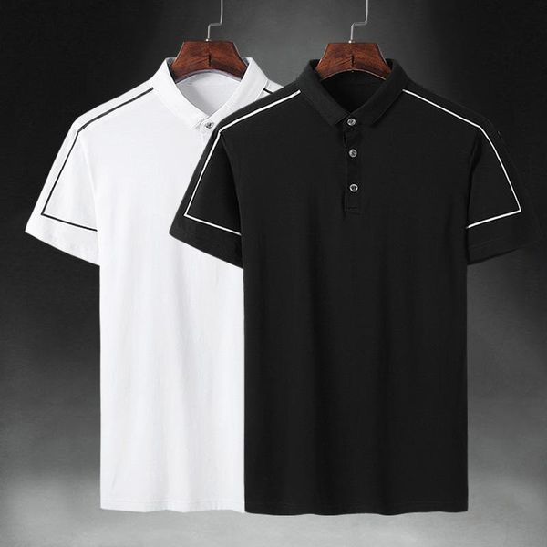 

men's dress shirts short sleeve shirt fat plus size half business wear lapel cotton casual t-shirt, White;black