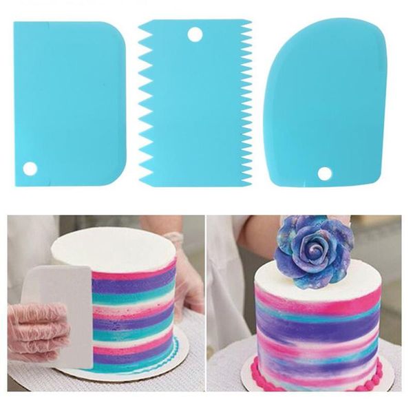 

baking & pastry tools 3pcs/lot cream scraper irregular teeth edge diy cake decorating fondant cutters spatulas smoother