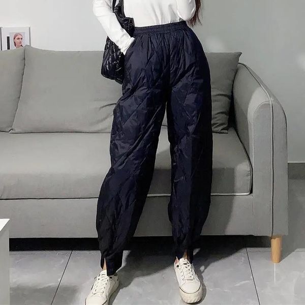 

women's pants & capris oversized autumn winter women elastic waist loose down cotton trousers streetwear warm bloomers plus size jogger, Black;white