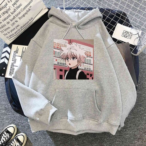 

cute mens hoodies hunter x hunter men women pullovers hoodies sweatshirts killua zoldyck hisoka 90s anime hoody streetwear y0319, Black