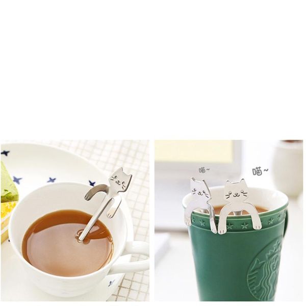 

spoons 1 piece cute cat spoon long handle flatware drinking tools kitchen gadget dessert cutlery outdoor camping picnic