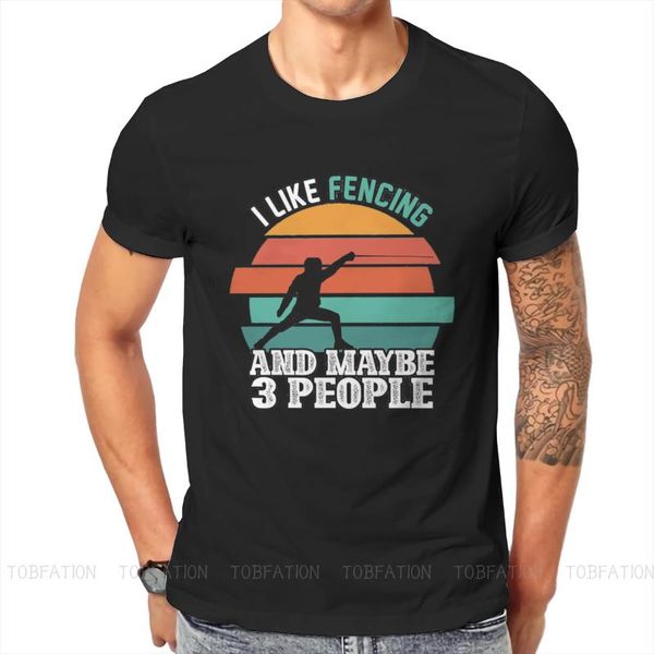 

men's t-shirts i like and maybe 3 people hipster tshirts fencing male style fabric t shirt round neck big size, White;black