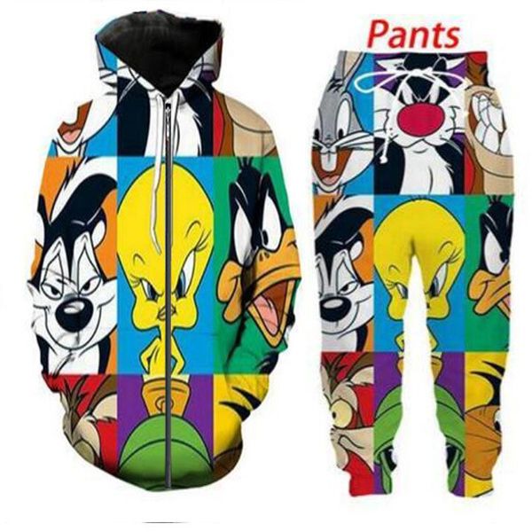 

new fashion mens/womens cartoon funny 3d print hoodie+pants ql010, Gray