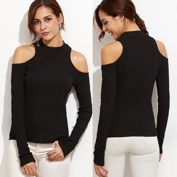 

women's t-shirt fashion women off shoulder o-neck long sleeves casual slim, White