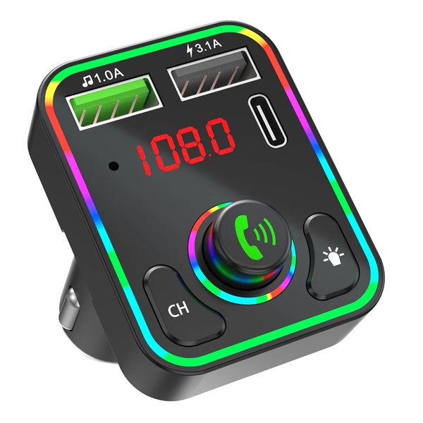 Carro Bluetooth-compatível FM Transmissor F3 Colorido LED Backlight Sem Fio FM Adaptador de Rádio Hands Free Car Kit MP3 Player PD + 3.1A USB Carregador