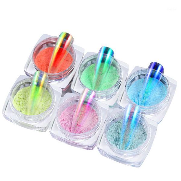 

6color nail glitter powder ice through nude aurora mermaid mirror flour professional 2021 july17b1, Silver;gold