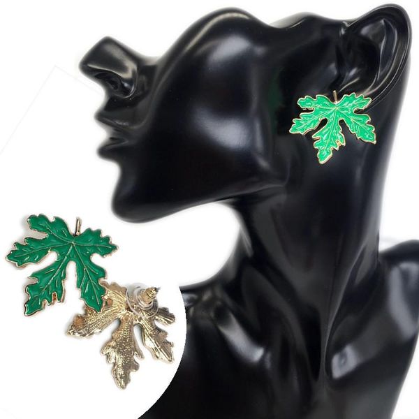 

Stud Multicolor Earrings Bohemian Leaf Flower Pattern Drip-glazed Metal Jewelry Pendientes, Golden;silver