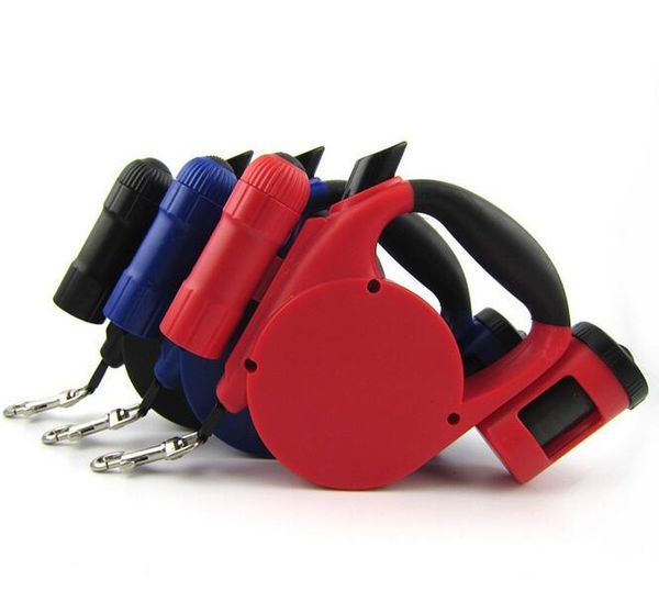 

dog collars & leashes 4.5m multi-purpose retractable leash pet traction rope with led light and waste bag