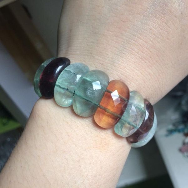 

beaded, strands natural fluorite stone beads bracelet bangle fine jewelry for woman gift wholesale, Black