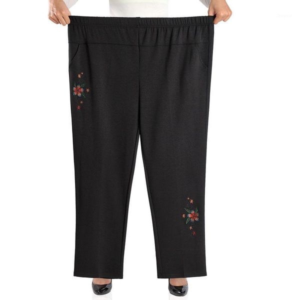 

women's pants & capris xl-8xl autumn winter plus size middle-aged and elderly women fashion loose high waist elastic velvet warm, Black;white