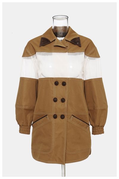 

Female Msxu elegant vintage winter knitted through casual shreds trench coat blazer jacket, Black;brown