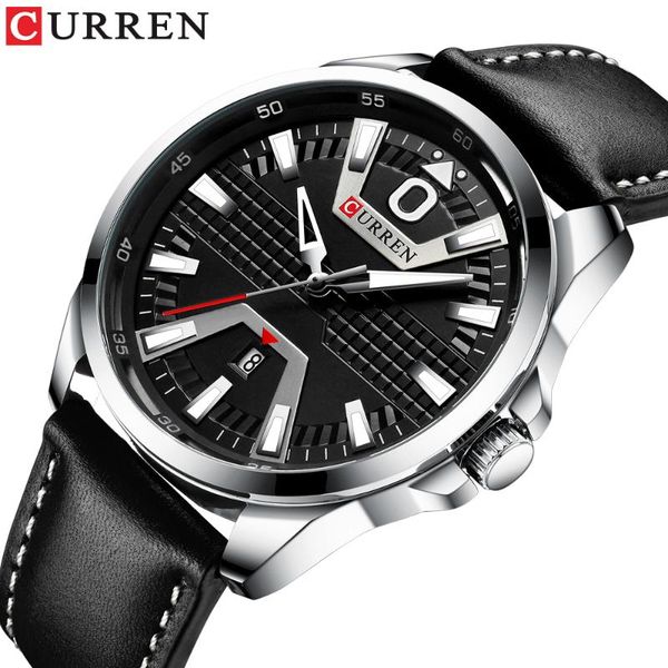 

wristwatches creative clock watch man fashion curren leather quartz business wristwatch auto date relogio masculino, Slivery;brown