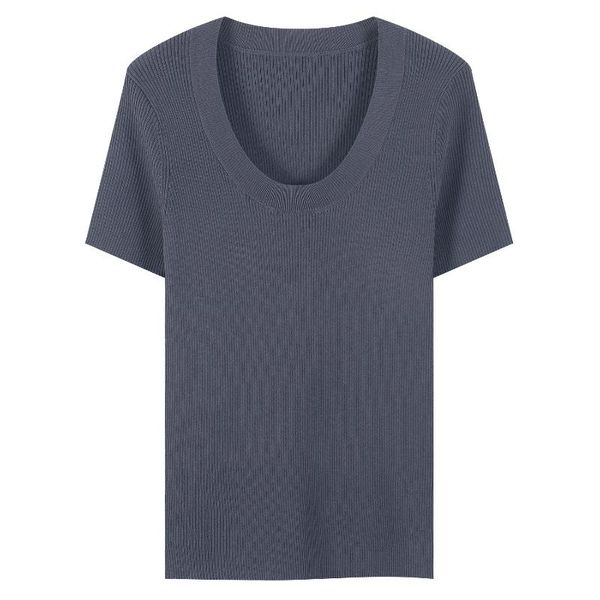 

women's t-shirt summer simple leisure commuter short sleeve waist style fashion solid color, White
