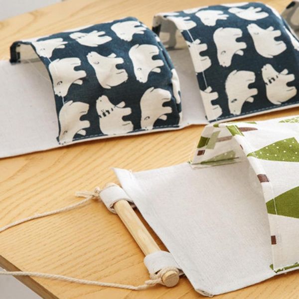 

storage boxes & bins wall mounted bag with 3 pockets linen fabric waterproof door closet hanging organizer for bedroom